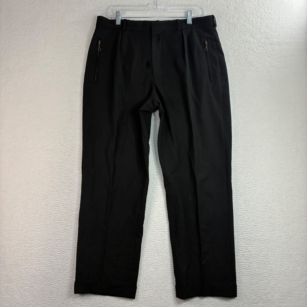 Vintage Polo Ralph Lauren Pleated Dress Pants Men 34x28 Black Cuffed Trousers